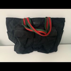 Gucci Black Canvas Large Tote/Diaper Bag